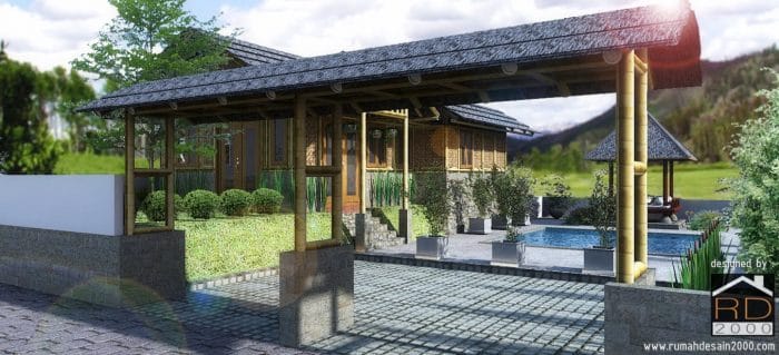 Desain-rumah-bambu-tampak-gerbang Desain Rumah Project Lists - Jasa desain rumah - Rumah Desain 2000