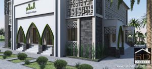 Tampak-close-up-3-desain-masjid-modern-300x137 Bangunan Project Lists Rumah ibadah - Jasa desain rumah - Rumah Desain 2000