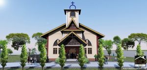 Desain-gereja-HKBP-kabupaten-siak-Tampak-Depan-300x144 Bangunan Project Lists Rumah ibadah - Jasa desain rumah - Rumah Desain 2000